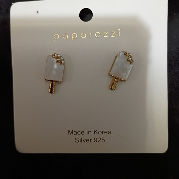 Paparazzi Gold And Opal Popsicle Earrings - Picture 4 of 5